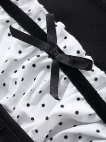 Dazy Maternity Patchwork Polka Dot Lace Bow Long Sleeve Square Neck Casual Daily Vacation Korean Style Spring Autumn Maternity T-Shirt - Black - View 8