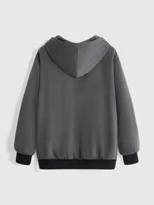 ROMWE Grunge Punk Plus Size Punk Graffiti Letter & Palm Print Graphic Sweatshirt - Dark Grey - View 2