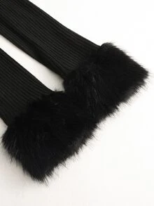 Trelyra Casual Elegant French Style Versatile Top All-Match Daily Commute Night Out Going Out Outing Fur Collar Black Autumn/Winter Vintage Renaissance - Black - View 9