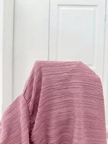 SHEIN 青少年女孩編織粉色圓領寬鬆休閒洋裝 - 粉色 - 查看 7
