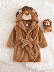SHEIN 新生兒獅子造型睡袍 - 棕色 - 查看 4