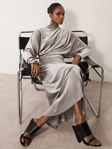 MERLEAU Women's Modern Velvet Dress - Grey - View 6