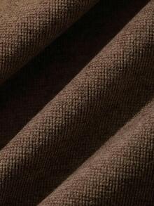 DAZY Autumn Coffee Brown Off-Shoulder Ruched Long Sleeve Fitted Solid Color Versatile Women's T-Shirt - Coffee Brown - View 7