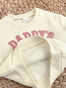 SHEIN 女嬰字母刺繡運動衫與長褲套裝 - 粉色 - 查看 5