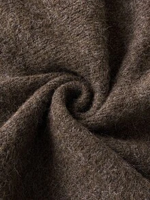 Pariaura Cardigan Sweater Kancing Tunggal Patchwork dengan Kerah Bulu Kelinci Imitasi Bergaya Vintage - Coklat - View 6