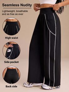 SHEIN Dewbera Women's Colorblock Casual Versatile Daily Travel Sports Long Pants - Multicolor - View 1