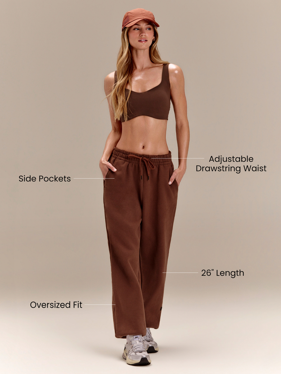 Heavyweight Fleece Petite 26" Slow Days Oversized Joggers With Adjustable Drawstring Waist & Side Pockets Daily Casual Winter