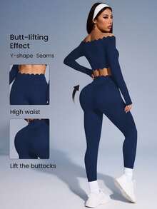 SHEIN Velisys Casual Sexy Fashion Lace Women Sports Sets For Running Yoga - Multicolor - View 3