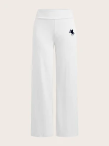 SHEIN EZwear 95%棉 2件組女款休閒低腰直筒褲，女款休閒套裝，瑜伽褲，女款秋季服飾，冬季服飾，2026秋冬，休閒，Y2K，女款通勤套裝，基本款，牛仔女郎，復古，返校，外出，學校，2000年代服飾 - 彩色 - 查看 5