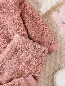 新生女嬰可愛休閒粉色秋冬卡通圖案運動衫與鬆緊腰長褲套裝 - 粉色 - 查看 7
