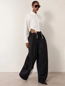 MERLEAU Women's Modern White Shirt With Drawstring Hem - White - View 6
