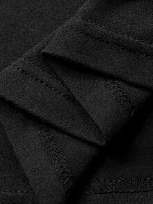 DAZY Solid Color Slim Fit Elastic Long Sleeve Crew Neck Casual Everyday Versatile Spring Autumn Top Maternity T-Shirt - Black - View 6