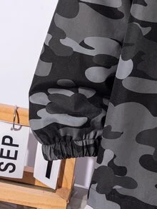SHEIN 青少年男孩半拉鍊連帽外套與束口長褲2件套，休閒運動風，適合秋冬穿著 - 彩色 - 查看 4