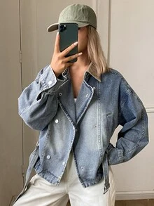Livesso Women's Casual Versatile Daily Long Sleeve Denim Jacket Fall - Light Wash - View 3