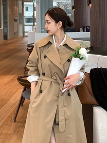 DAZY Women's Solid Color Casual Versatile Daily Travel Trench Coat Jacket Fall - Khaki - View 4