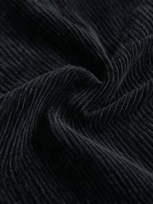GlowEve CURVE 大尺碼女款休閒寬鬆防風夾克，黑色燈芯絨面料，適合秋冬穿著 - 黑色 - 查看 3