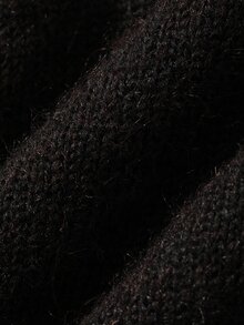 DAZY Deep Brown Round Neck Contrast Green Collar Button Half-Placket Loose Long Sleeve Casual Knit Sweater - Brown - View 3