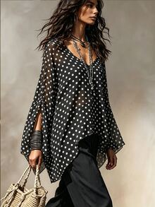 SHEIN New Women's Color Block Patchwork Versatile Slimming Blouse Shirt - Black and White - View 4