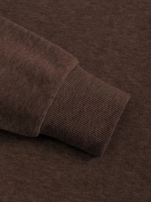 SHEIN LUNE 女款棕色運動衫，成熟戶外上衣，愛心刺繡，秋冬熱銷款，送給母親的禮物 - 咖啡棕 - 查看 5