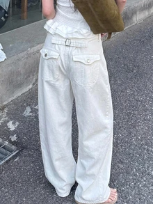 DAZY 女款夏季休閒百搭日常穿著牛仔褲 - 白色 - 查看 7
