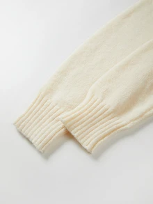 SHEIN Sweater Rajut Leher Bulat Motif Rusa Lucu, Atasan Rajut Kasual Lengan Panjang Warna Krem untuk Liburan - Aprikot - View 6