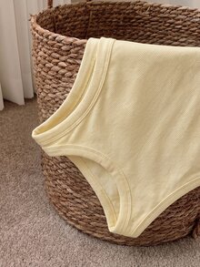 Comfortcana Women's Solid Color Ribbed Brushed Tank Top Suitable For Daily Wear - Beige - View 7