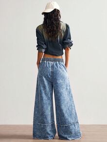 Bohemela Women's Drawstring Waist Floral Print Casual Daily Wear Long Pants - Blue - View 7