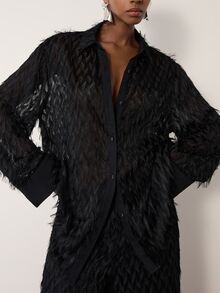 MERLEAU Women's Modern Black Tassel Blouse - Black - View 1
