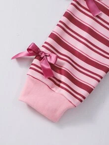 Genkimix Kids 女童韓系活力灰色運動衫與修身長褲，附蝴蝶結緞帶，2件套裝 - 彩色 - 查看 5