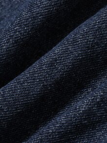 Dazy Plus Áo khoác denim nữ size lớn phong cách đường phố, màu xanh đậm giặt kiểu vintage, dáng rộng, cổ mở, tay dài, khóa kéo phía trước - Rửa tối - Xem 8