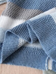 SHEIN Tween Girl Hollow Striped Colorful Knit Cardigan, Suitable For Home, Casual Outings, Beach Vacation, Gatherings And More, Comfortable Versatile Soft, Fall/Winter Outfits - Blue - View 4