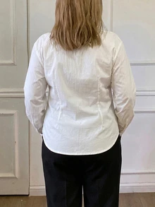 Dazy Plus Solid Color Fitted Waist Long Sleeve Collared Elegant Formal Spring Summer Autumn Blouse White Shirt - White - View 2