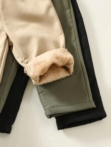 嬰兒男/女童、幼兒 3 件組秋冬加厚抓絨休閒百搭直筒褲多件裝，嬰兒冬季下裝，抓絨，加厚 - 彩色 - 查看 7
