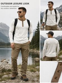 Manfinity Men's Colorblock Long Sleeve Casual Sports Polo T-Shirt - White - View 4