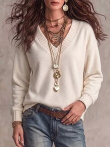 SHEIN LUNE 女款柔軟慵懶風長袖舒適運動衫 - 彩色 - 查看 5