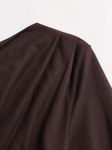 Sweetra Autumn/Winter New 2 Pieces Set Long Sleeve Top And Wide Leg Pants Casual Daily, Suitable For Work - Coffee Brown - View 3