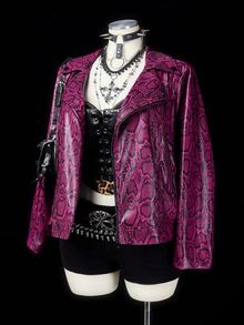 Sunspun Plus Size Women's Autumn/Winter Long Sleeve PU Snake Print Jacket, Motorcycle Style - Multicolor - View 6