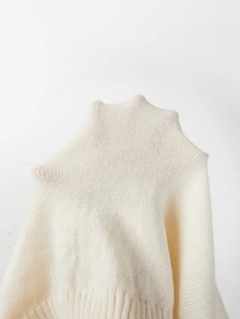 SHEIN Sweater Rajut Leher Bulat Motif Rusa Lucu, Atasan Rajut Kasual Lengan Panjang Warna Krem untuk Liburan - Aprikot - View 8