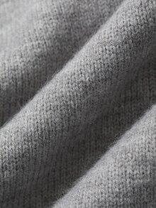 DAZY Autumn/Winter Round Neck Loose Minimalist Casual Commute Grey Women Sweater Dress - Grey - View 7