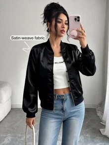 GlowEve Women's Solid Color Raglan Long Sleeve Frog Button Front Casual Baseball Jacket - Black - View 1