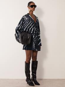 MERLEAU Women's Modern Mini Black & White Print Dress - Multicolor - View 5