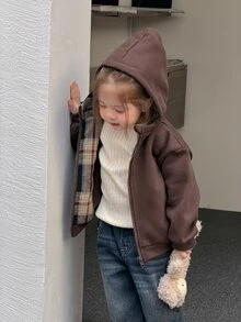 Dazy Kids Infant (Girl) Hooded Autumn/Winter Korean Style Sweatshirt - Coffee Brown - View 4
