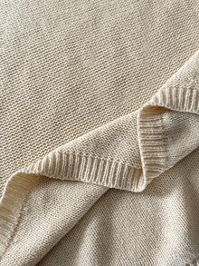 Solflare Plus Size Women Solid Color Round Neck Raglan Long Sleeve Waist Tie Knit Dress - Apricot - View 8