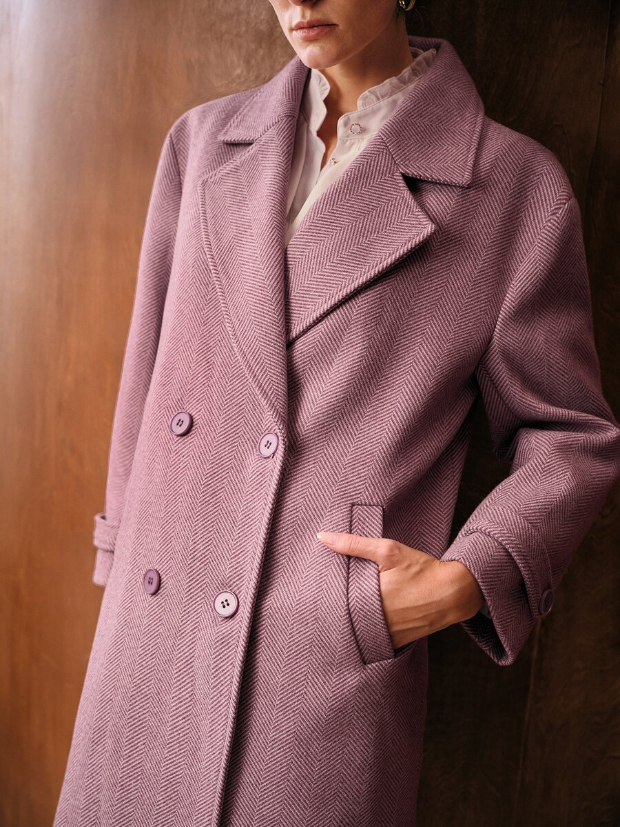 MOTF PREMIUM WOMEN'S SOLID COLOR CASUAL VERSATILE DAILY WEAR WOOL BLEND JACKET - Dusty Pink - View 1