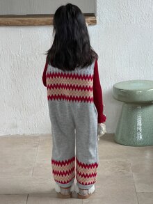 DAZY Young Girl) Colorblock Cute Autumn/Winter Sleeveless Long Sweater Pants - Grey - View 2