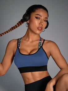 SHEIN Velisys Sexy Back Cross Print Spaghetti Strap Bra With Removable Pads And Adjustable Buckle Women Sports Bras - Multicolor - View 5
