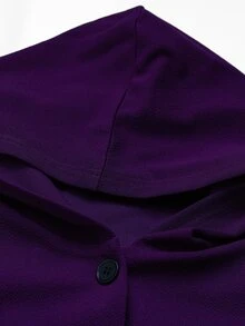 SHEIN Clasi Jaket Berkerudung Gaya Gelap dengan Hem Asimetris Ukuran Besar untuk Halloween, Kostum Halloween untuk Wanita, Gaun Ungu untuk Upacara - Purple - View 5