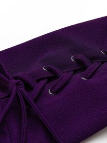 SHEIN Clasi Jaket Berkerudung Gaya Gelap dengan Hem Asimetris Ukuran Besar untuk Halloween, Kostum Halloween untuk Wanita, Gaun Ungu untuk Upacara - Purple - View 4