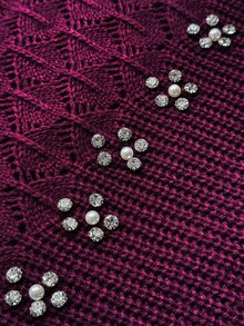 Modelyn Plus Size Fashion Vintage Rhinestone Long Sleeve Sweater Dress - Red Violet - View 7