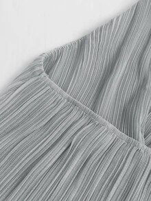 RosyDaze Women's Textured Halter Neck Tie Top For Vacation - Grey - View 5